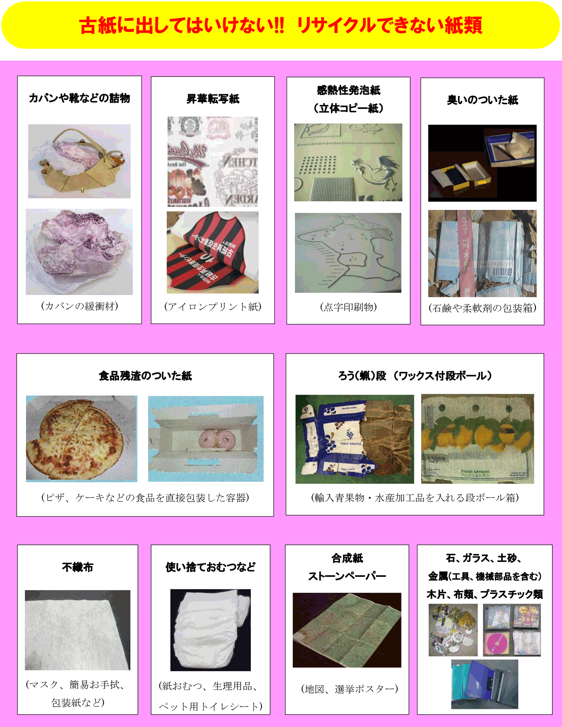 リサイクルに出してはいけない紙は？